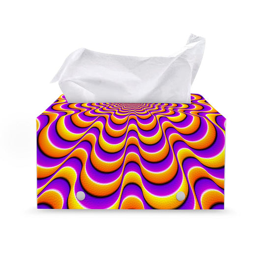 Yellow Splashing Moving Optical Illusion Leather Tissue Box Cover