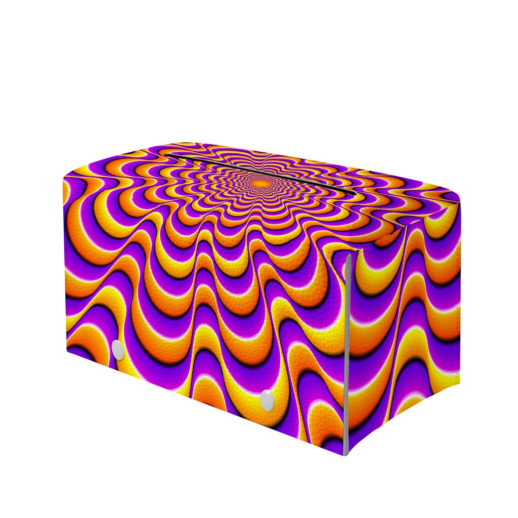 Yellow Splashing Moving Optical Illusion Leather Tissue Box Cover