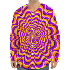 Yellow Splashing Moving Optical Illusion Long Sleeve Baseball Jersey