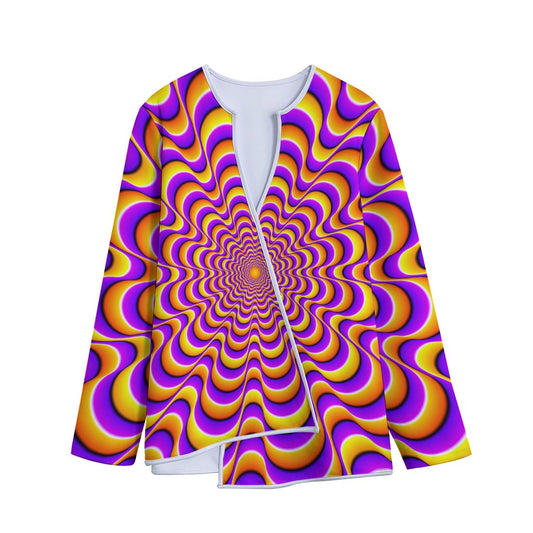 Yellow Splashing Moving Optical Illusion Long Sleeve Short Coat