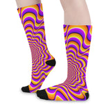 Yellow Splashing Moving Optical Illusion Long Socks