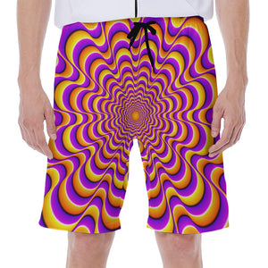 Yellow Splashing Moving Optical Illusion Men's Beach Shorts