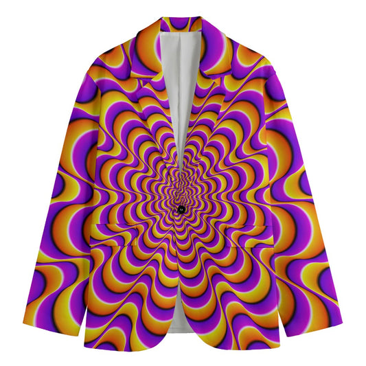 Yellow Splashing Moving Optical Illusion Men's Blazer