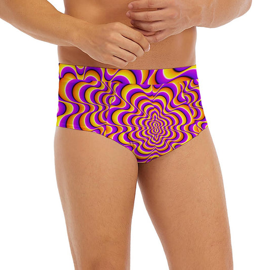 Yellow Splashing Moving Optical Illusion Men's Briefs