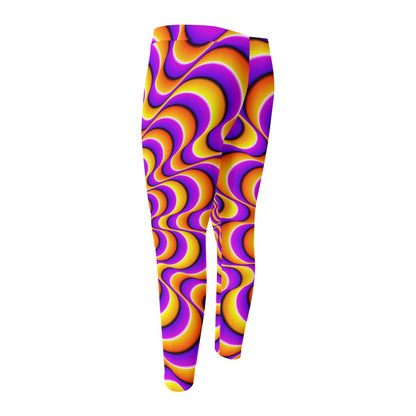 Yellow Splashing Moving Optical Illusion Men's Compression Pants