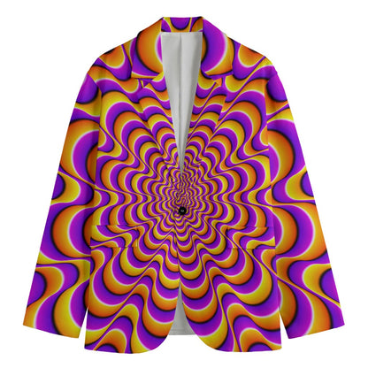 Yellow Splashing Moving Optical Illusion Men's Cotton Blazer