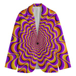 Yellow Splashing Moving Optical Illusion Men's Cotton Blazer