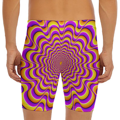 Yellow Splashing Moving Optical Illusion Men's Long Boxer Briefs