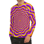 Yellow Splashing Moving Optical Illusion Men's Long Sleeve Rash Guard