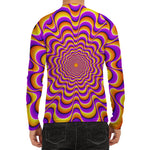 Yellow Splashing Moving Optical Illusion Men's Long Sleeve Rash Guard