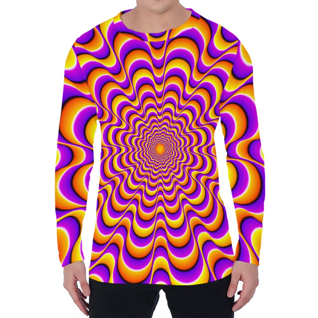 Yellow Splashing Moving Optical Illusion Men's Long Sleeve T-Shirt