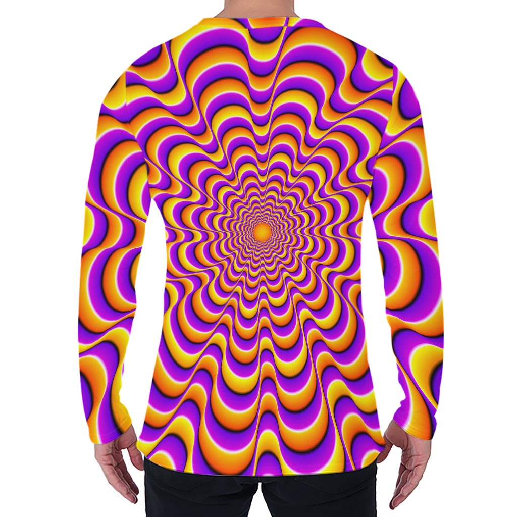 Yellow Splashing Moving Optical Illusion Men's Long Sleeve T-Shirt