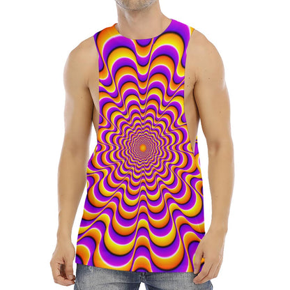 Yellow Splashing Moving Optical Illusion Men's Muscle Tank Top