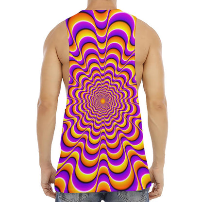 Yellow Splashing Moving Optical Illusion Men's Muscle Tank Top