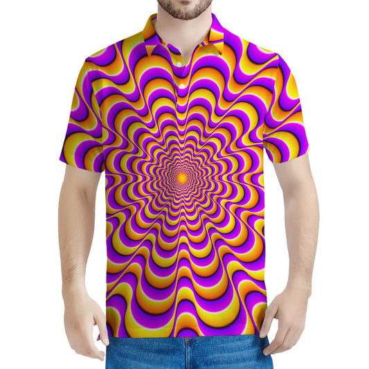 Yellow Splashing Moving Optical Illusion Men's Polo Shirt