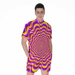 Yellow Splashing Moving Optical Illusion Men's Rompers