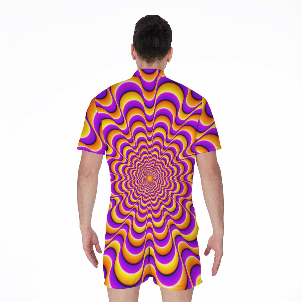 Yellow Splashing Moving Optical Illusion Men's Rompers