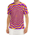 Yellow Splashing Moving Optical Illusion Men's Short Sleeve Rash Guard