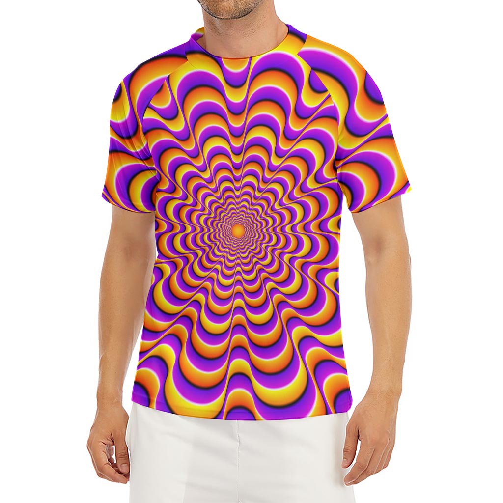 Yellow Splashing Moving Optical Illusion Men's Short Sleeve Rash Guard
