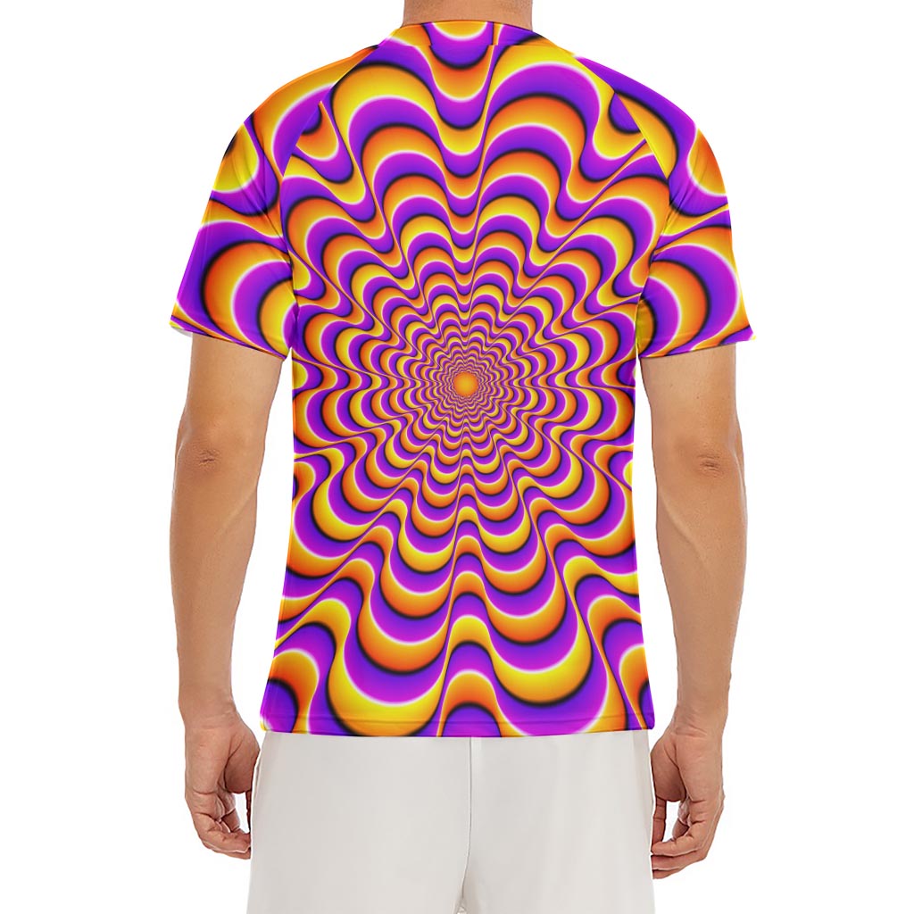 Yellow Splashing Moving Optical Illusion Men's Short Sleeve Rash Guard