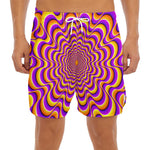Yellow Splashing Moving Optical Illusion Men's Split Running Shorts