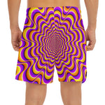 Yellow Splashing Moving Optical Illusion Men's Split Running Shorts