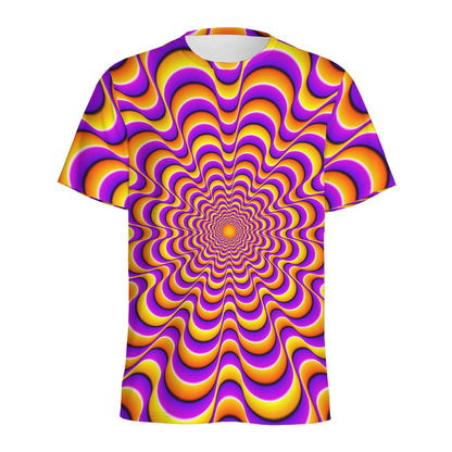 Yellow Splashing Moving Optical Illusion Men's Sports T-Shirt