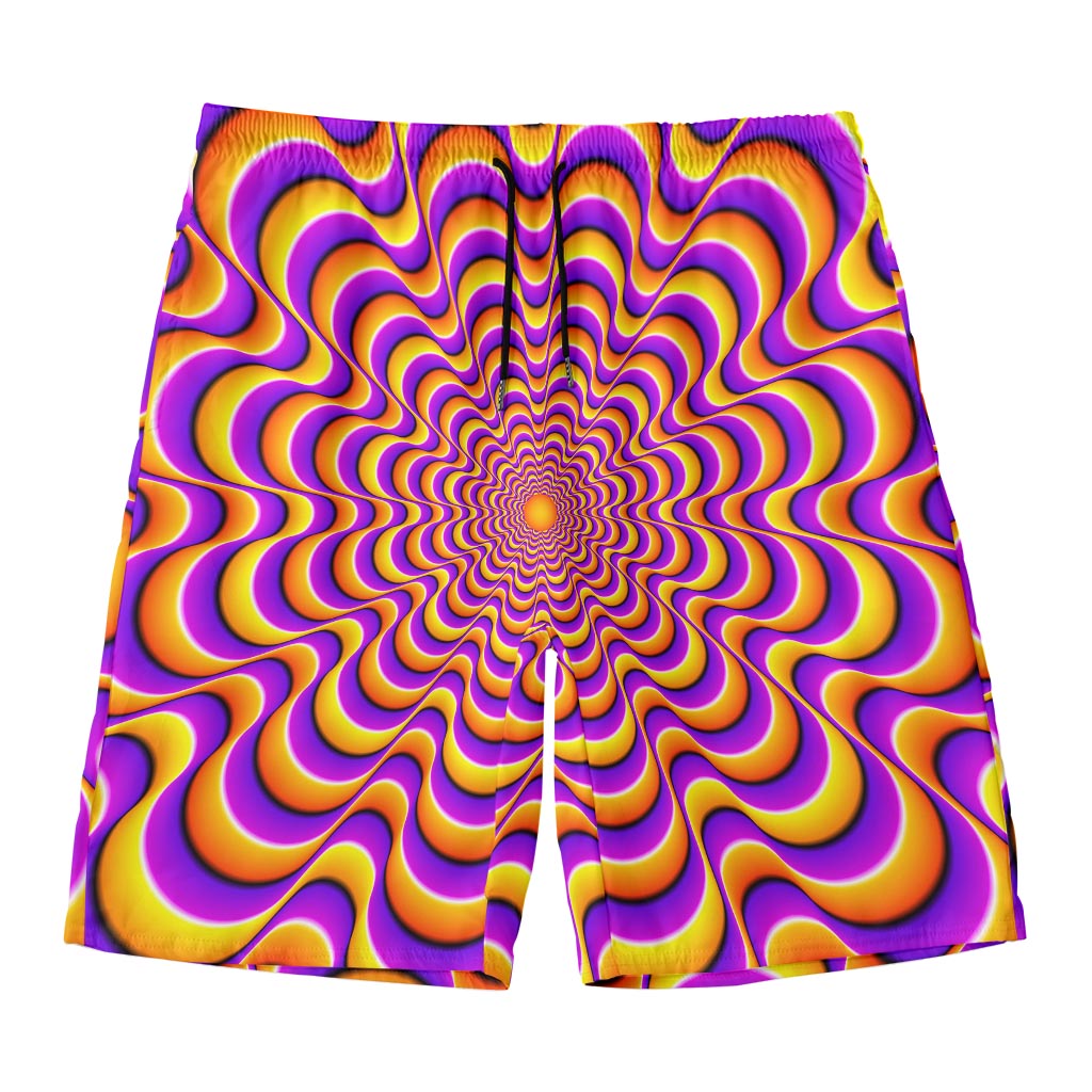 Yellow Splashing Moving Optical Illusion Men's Swim Trunks