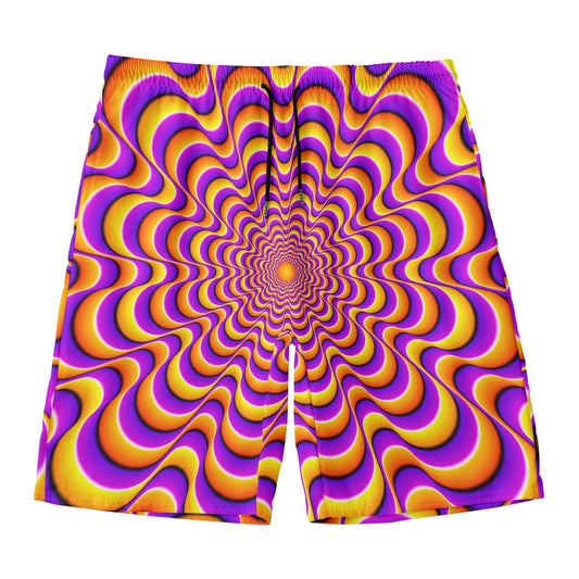 Yellow Splashing Moving Optical Illusion Men's Swim Trunks