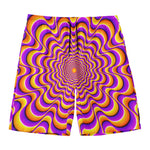 Yellow Splashing Moving Optical Illusion Men's Swim Trunks
