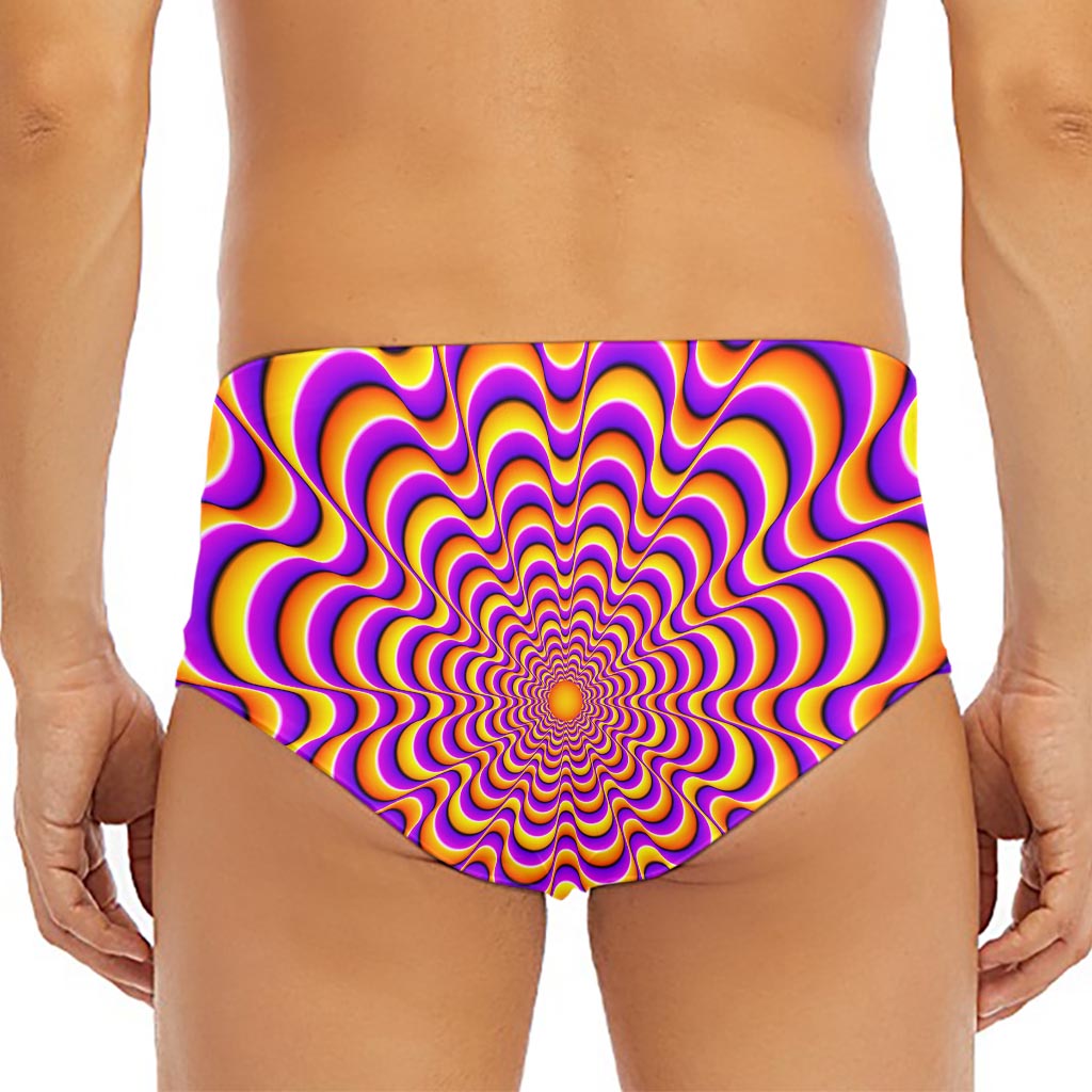Yellow Splashing Moving Optical Illusion Men's Triangle Swim Briefs