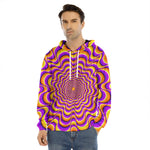 Yellow Splashing Moving Optical Illusion Men's Velvet Pullover Hoodie