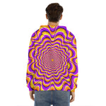 Yellow Splashing Moving Optical Illusion Men's Velvet Pullover Hoodie