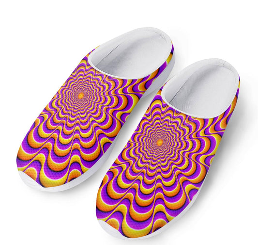 Yellow Splashing Moving Optical Illusion Mesh Casual Shoes