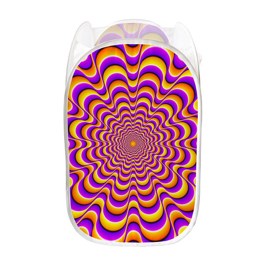 Yellow Splashing Moving Optical Illusion Mesh Laundry Hamper