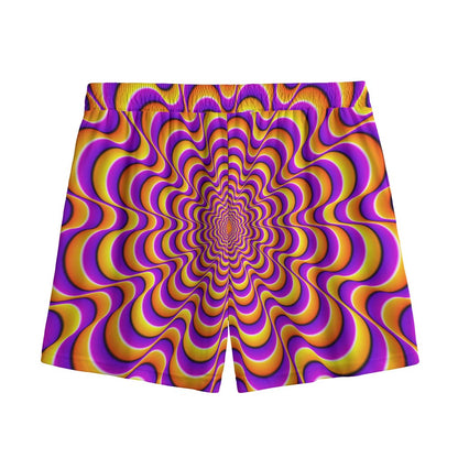 Yellow Splashing Moving Optical Illusion Mesh Shorts