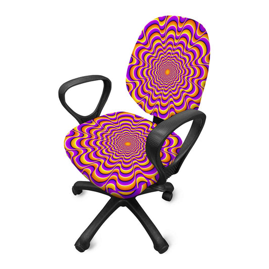 Yellow Splashing Moving Optical Illusion Office Chair Cover