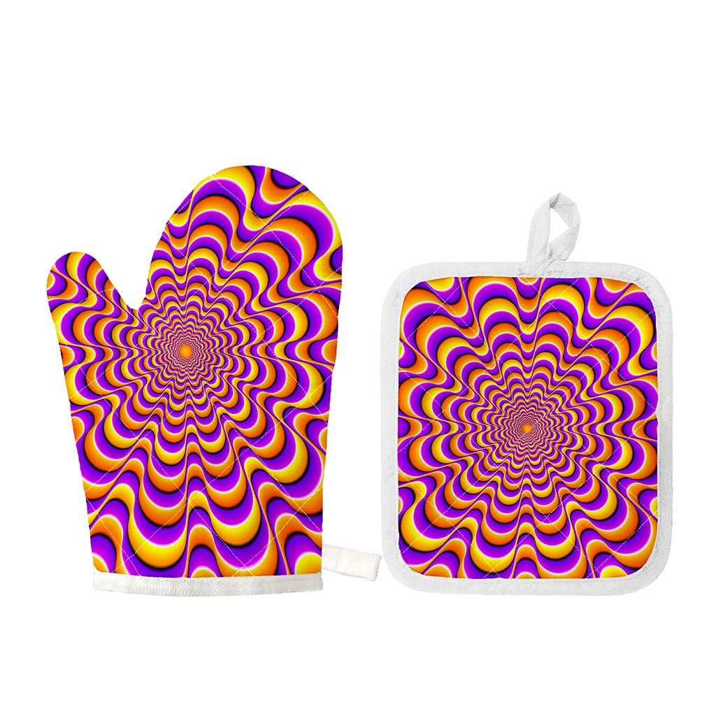 Yellow Splashing Moving Optical Illusion Oven Mitt And Pot Holder Set