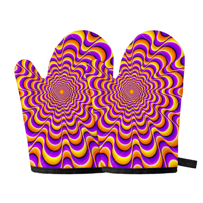 Yellow Splashing Moving Optical Illusion Oven Mitts