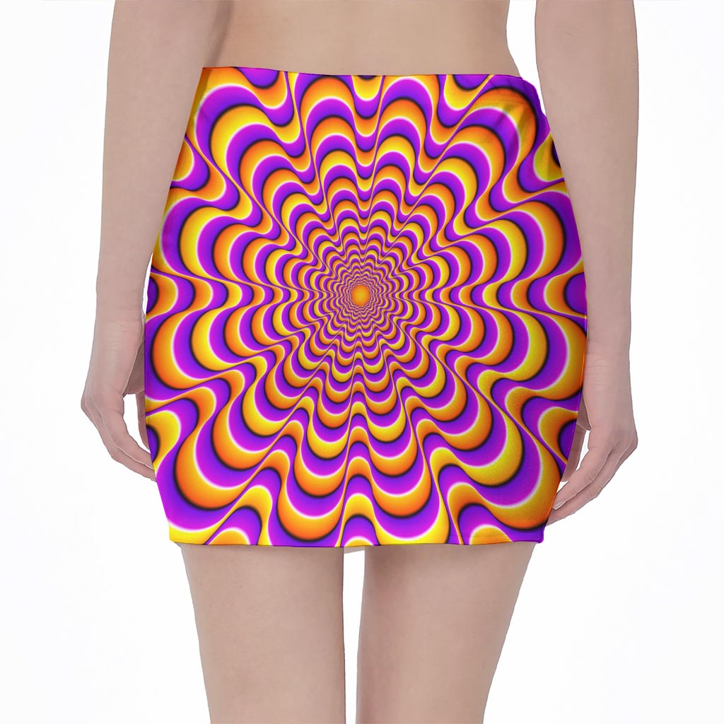 Yellow Splashing Moving Optical Illusion Pencil Mini Skirt