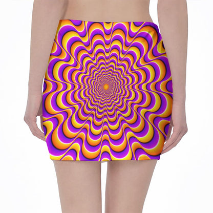 Yellow Splashing Moving Optical Illusion Pencil Mini Skirt