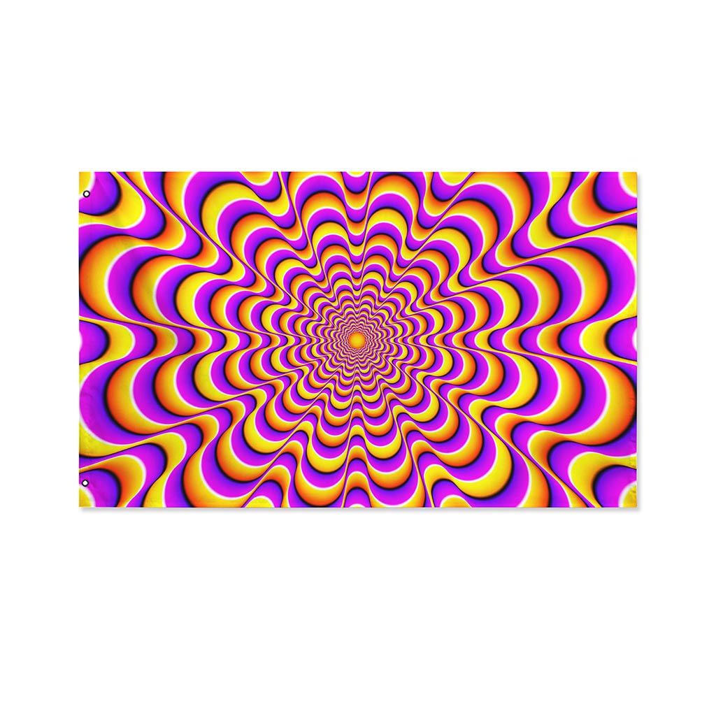 Yellow Splashing Moving Optical Illusion Polyester Flag
