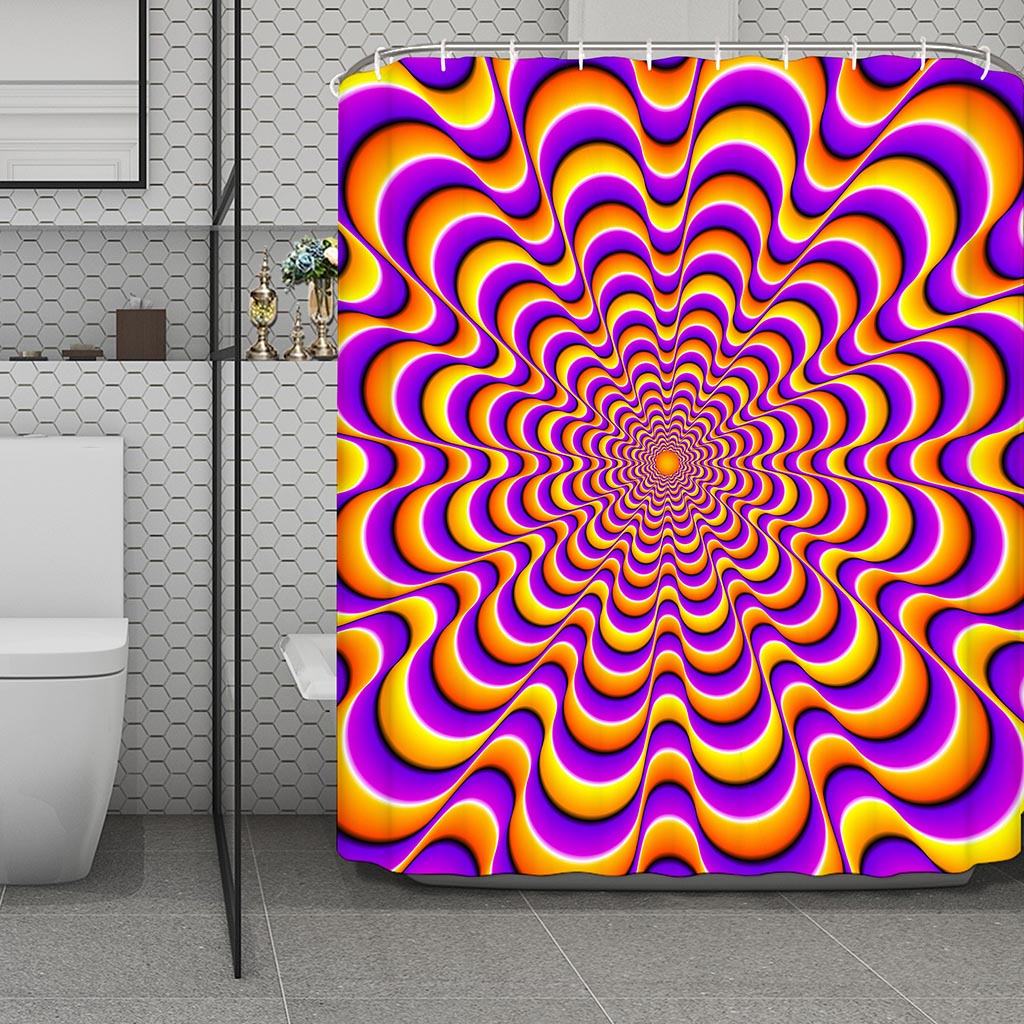 Yellow Splashing Moving Optical Illusion Polyester Shower Curtain