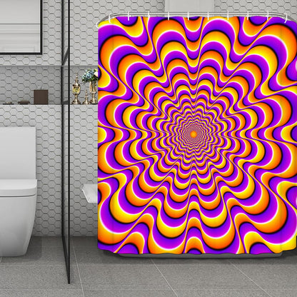 Yellow Splashing Moving Optical Illusion Polyester Shower Curtain