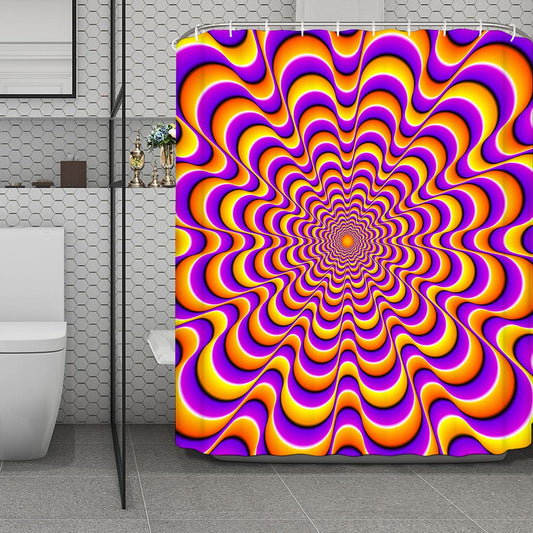 Yellow Splashing Moving Optical Illusion Polyester Shower Curtain