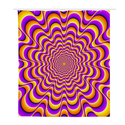 Yellow Splashing Moving Optical Illusion Polyester Shower Curtain