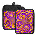 Yellow Splashing Moving Optical Illusion Pot Holders With Pocket