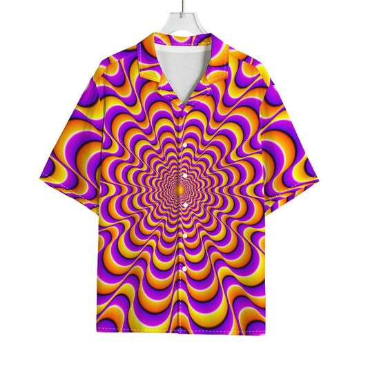 Yellow Splashing Moving Optical Illusion Rayon Hawaiian Shirt