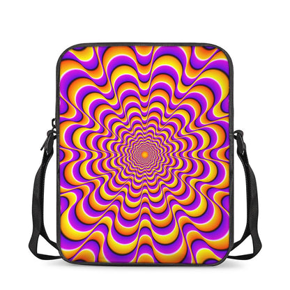 Yellow Splashing Moving Optical Illusion Rectangular Crossbody Bag