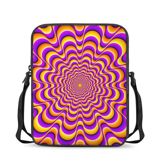 Yellow Splashing Moving Optical Illusion Rectangular Crossbody Bag